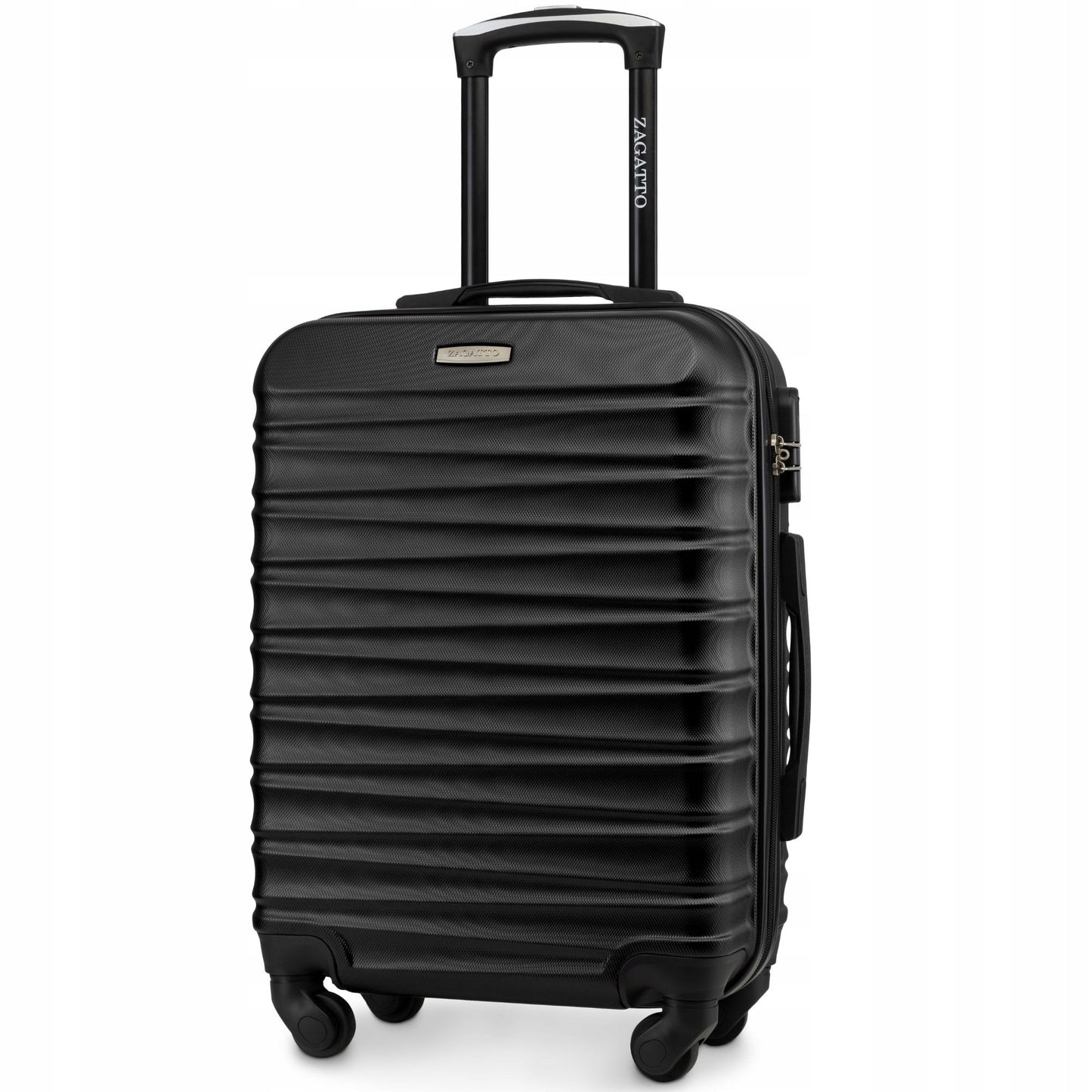 Lagaminas Ryanair rankinis bagažas 55x40x20 cm su ratukais 4 varantys ABS kietas kelioninis lagaminas juodas Zagatto ZG501
