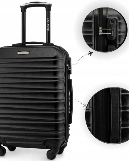 Lagaminas Ryanair rankinis bagažas 55x40x20 cm su ratukais 4 varantys ABS kietas kelioninis lagaminas juodas Zagatto ZG501