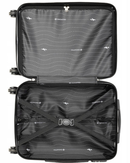 Lagaminas Ryanair rankinis bagažas 55x40x20 cm su ratukais 4 varantys ABS kietas kelioninis lagaminas juodas Zagatto ZG501