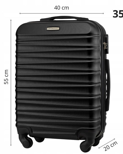 Lagaminas Ryanair rankinis bagažas 55x40x20 cm su ratukais 4 varantys ABS kietas kelioninis lagaminas juodas Zagatto ZG501