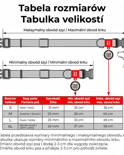 Ryškus nailoninis šunų antkaklis Waudog su QR kodu, raštas Vasara, fastex sagtis, XL dydis