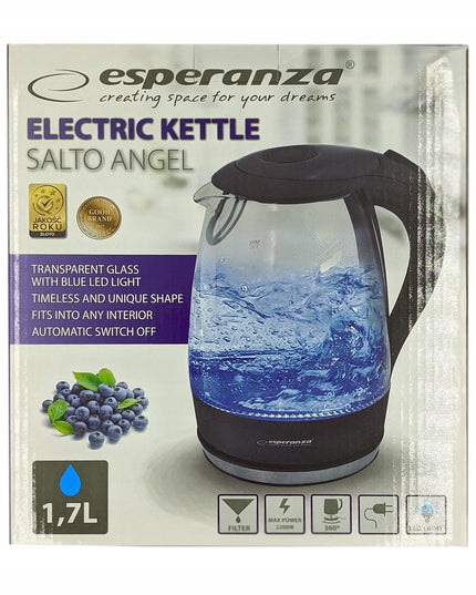 Salto Angel stiklinis belaidis elektrinis virdulys 2200W 1,7L juodas