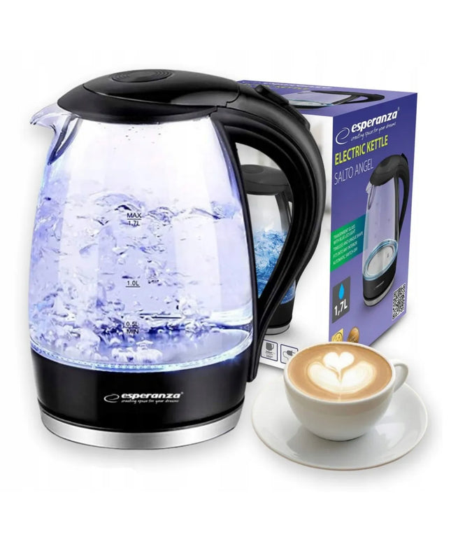 Salto Angel stiklinis belaidis elektrinis virdulys 2200W 1,7L juodas