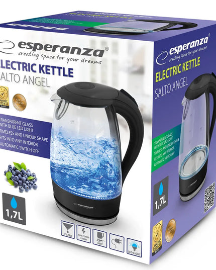 Salto Angel stiklinis belaidis elektrinis virdulys 2200W 1,7L juodas