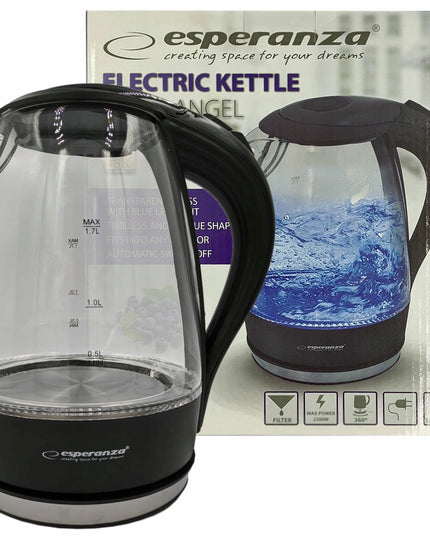 Salto Angel stiklinis belaidis elektrinis virdulys 2200W 1,7L juodas