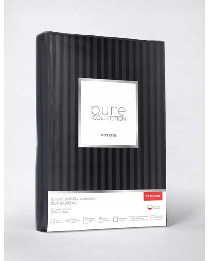 Satininė patalynė 180x200 lygi dryžuota „Premium“ juoda
