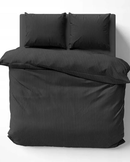 Satininė patalynė 180x200 lygi dryžuota „Premium“ juoda