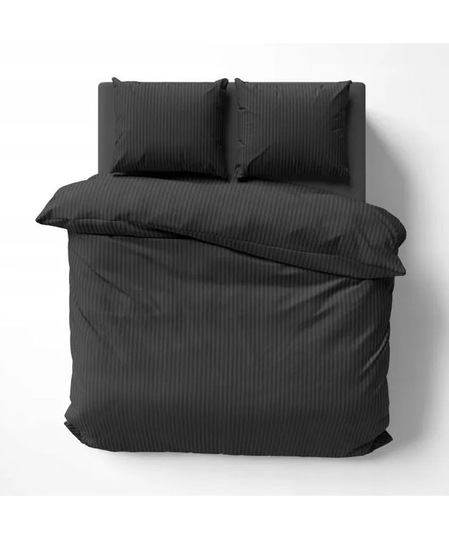 Satininė patalynė 180x200 lygi dryžuota „Premium“ juoda