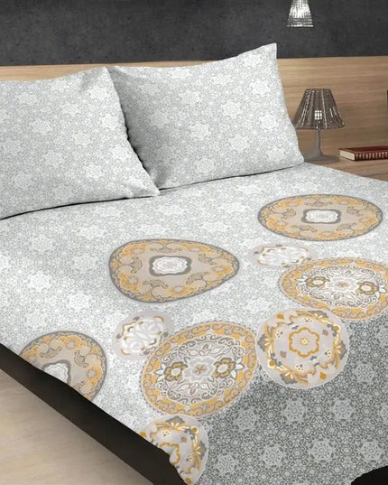 Satininė patalynė 220x200 EXCLUSIVE 46 Mandala Servetėlės pilka geltona