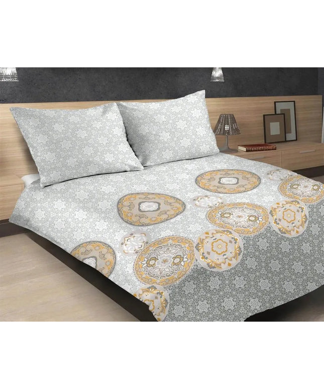 Satininė patalynė 220x200 EXCLUSIVE 46 Mandala Servetėlės pilka geltona