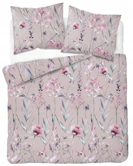 Satininė patalynė 220x200 pudros spalvos su pastelinėmis gėlėmis - 5811 B