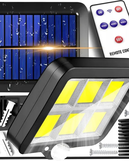 Saulės gatvių šviestuvas su LED COB judesio ir prieblandos jutikliu 2400mAh