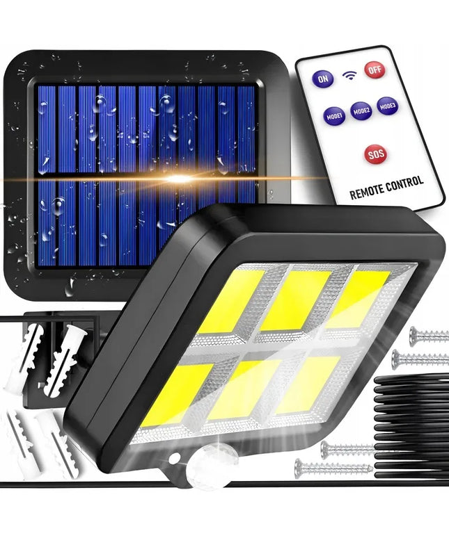 Saulės gatvių šviestuvas su LED COB judesio ir prieblandos jutikliu 2400mAh