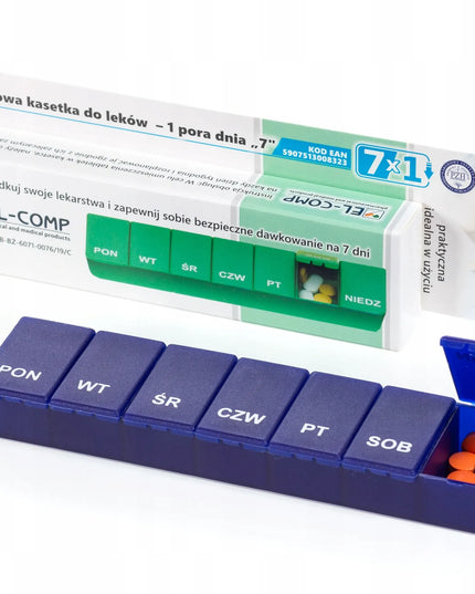 Savaitinis vaistų dozatorius El-Comp tablečių ir vitaminų dėžutė