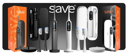 SAVE soninis dantų šepetėlis ML950 rinkinys – elektrinis, 120 tūkst. virpesių, su dėkliukais ir bazėmis