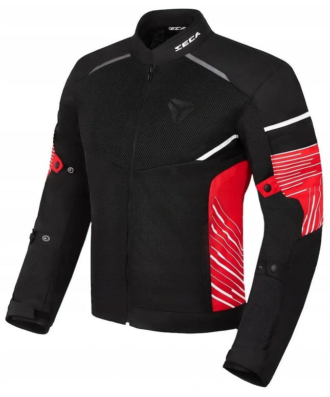 SECA SUMMER WAY BLACK RED tekstilinė motociklininko striukė L