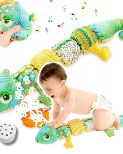 Sensorinis pliušinis muzikinis chameleonas kūdikiams 0-1 m.