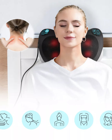 Shiatsu masažinė pagalvė nugarai, sprandui ir kojoms su šildymo funkcija