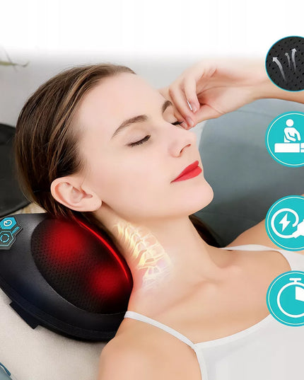 Shiatsu masažinė pagalvė nugarai, sprandui ir kojoms su šildymo funkcija