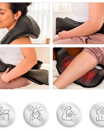 Shiatsu masažuoklis-pagalvė kaklui, nugarai, pečiams, kojoms ir visam kūnui su šildymo funkcija