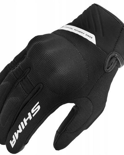 SHIMA SONIC BLACK WHITE vyriškos trumpos motociklininko pirštinės