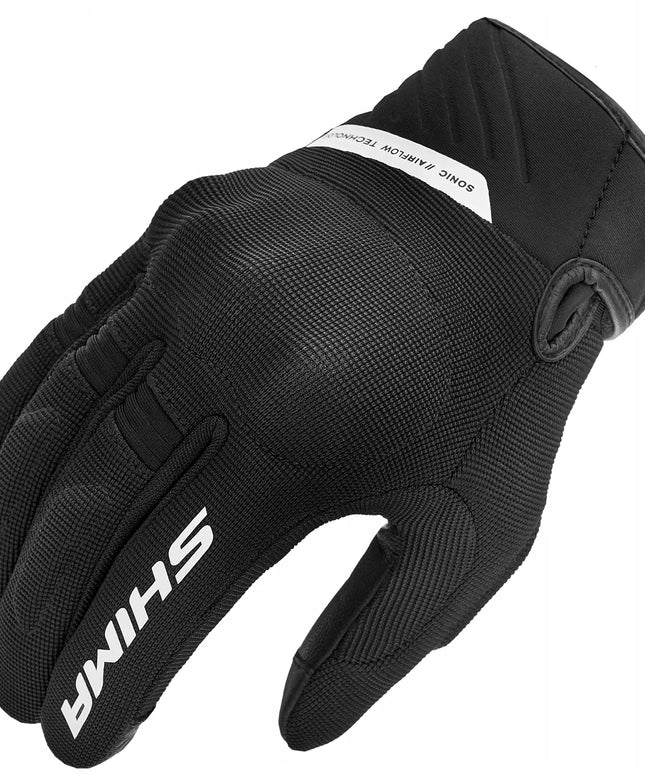 SHIMA SONIC BLACK WHITE vyriškos trumpos motociklininko pirštinės