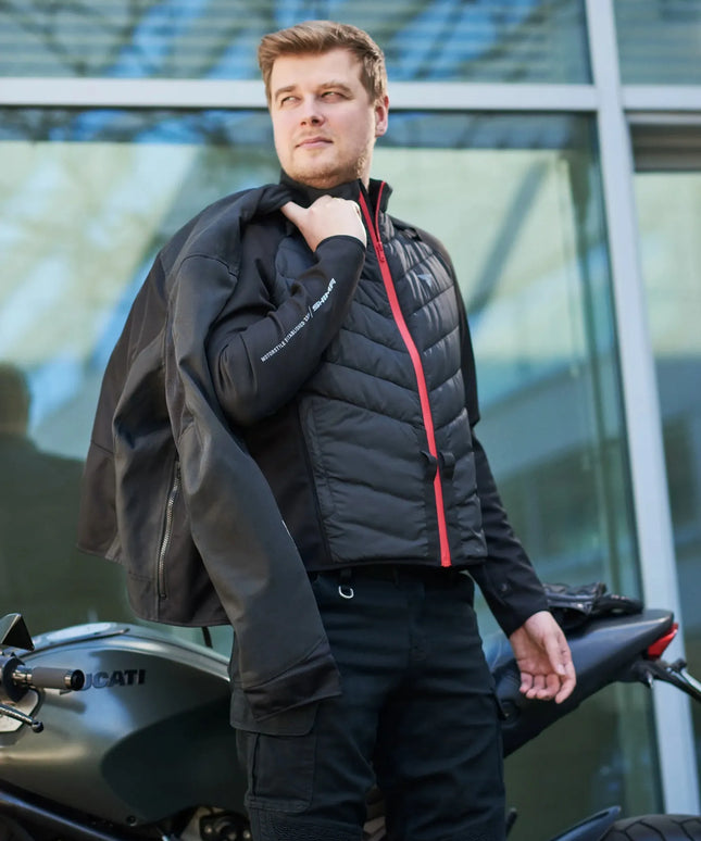 SHIMA WARMUP MEN juoda vyriška šildanti motociklininko striukė