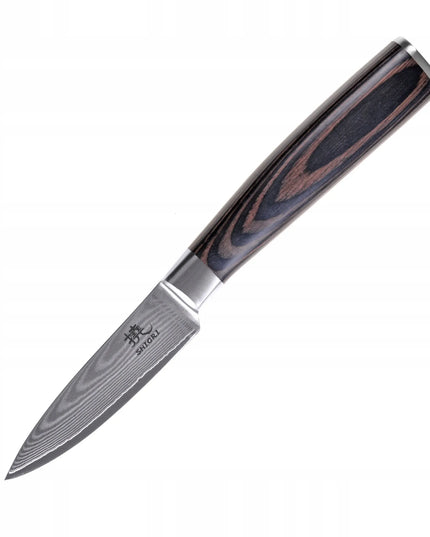 Shiori 3 peilių rinkinys Chairo Shōto, Santoku ir Sifu iš Damasko plieno