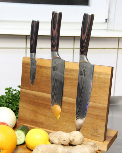Shiori 3 peilių rinkinys Chairo Shōto, Santoku ir Sifu iš Damasko plieno