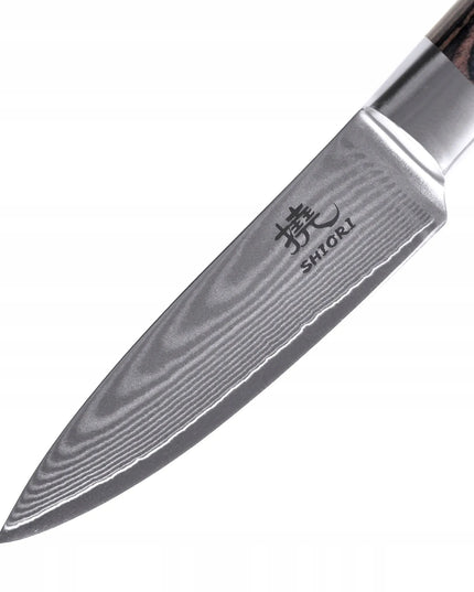 Shiori 3 peilių rinkinys Chairo Shōto, Santoku ir Sifu iš Damasko plieno