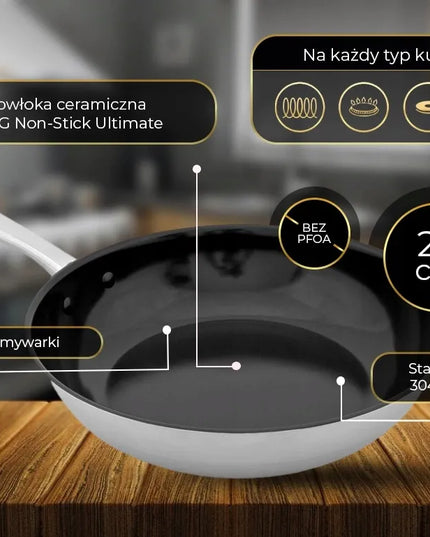 Shiori Stainless Steel 304 keptuvė su keramine danga, indukcinė, 24 cm