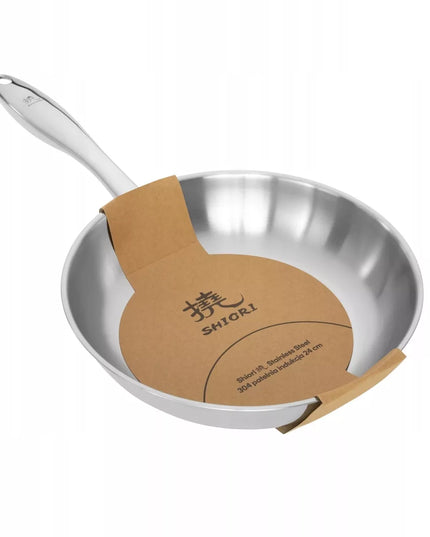 Shiori Stainless Steel 304 nerūdijančio plieno keptuvė be dangos indukcinei viryklei 24 cm