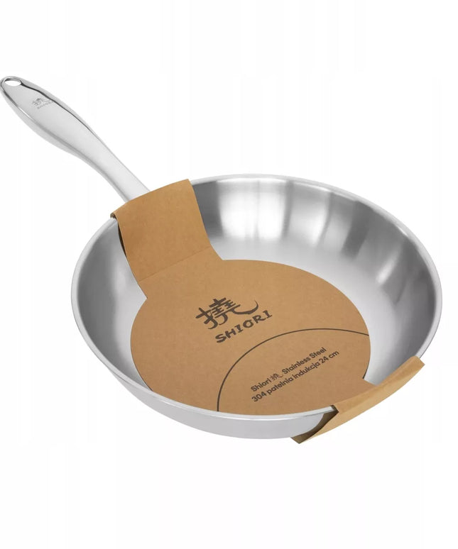Shiori Stainless Steel 304 nerūdijančio plieno keptuvė be dangos indukcinei viryklei 24 cm