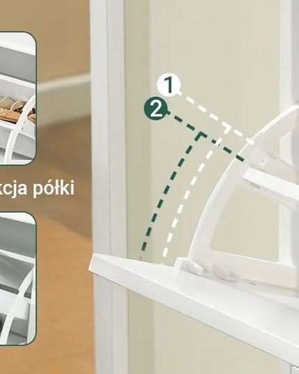 Siaura batų spintelė su lentyna batams, komoda prieškambariui ir drabužinei SoBuy FSR94-W