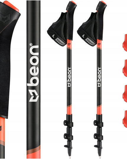 Reguliuojamos Šiaurietiško Ėjimo Lazdos Beon NX2 – Sulankstomos, Juodos, Su 2 Poromis Guminukų