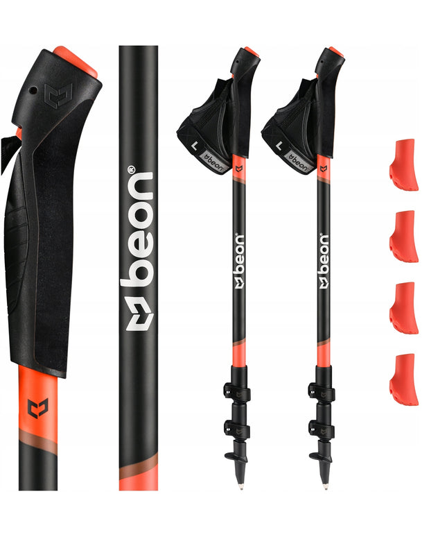 Reguliuojamos Šiaurietiško Ėjimo Lazdos Beon NX2 – Sulankstomos, Juodos, Su 2 Poromis Guminukų