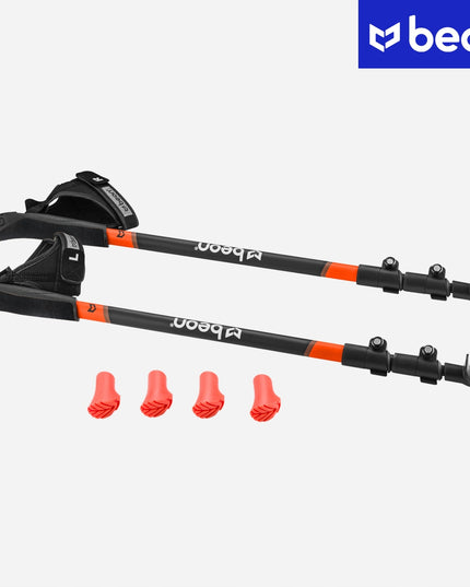 Reguliuojamos Šiaurietiško Ėjimo Lazdos Beon NX2 – Sulankstomos, Juodos, Su 2 Poromis Guminukų