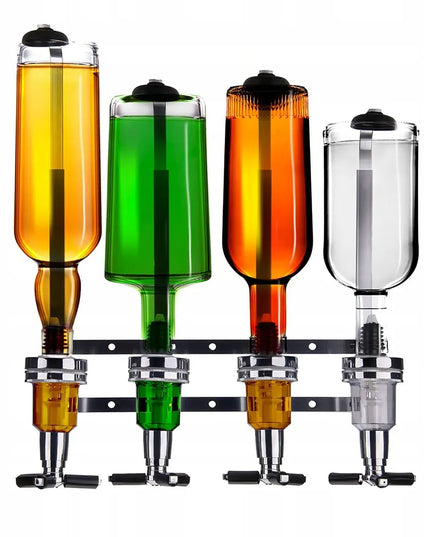 Sieninis gėrimų dozatorius su laikikliu 4 buteliams alkoholiui ir limonadui