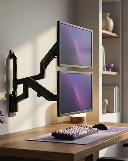 Sieninis laikiklis 2 monitoriams 24-57" 54kg VESA 100x100/75x75, dujinis, Spacetronik