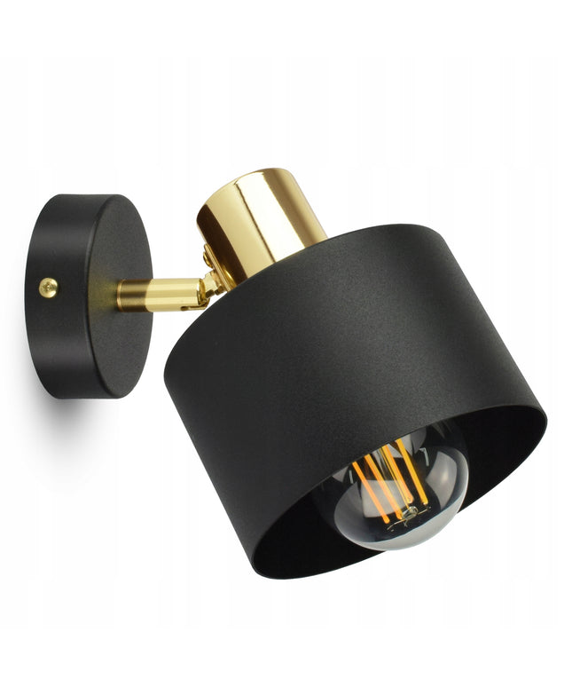 Sieninis šviestuvas juodas su auksu Classic Spot 482-K1 E27, metalinis, reguliuojamas gaubtas