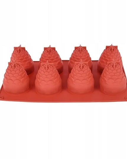 Silikoninė forma monoserviruotėms 3D kankorėžiai/ananasai, 8 skylių