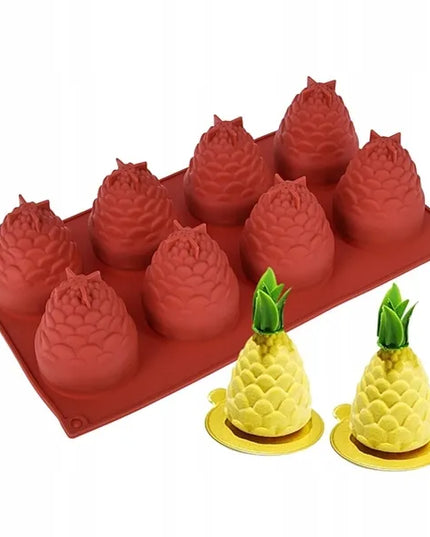 Silikoninė forma monoserviruotėms 3D kankorėžiai/ananasai, 8 skylių