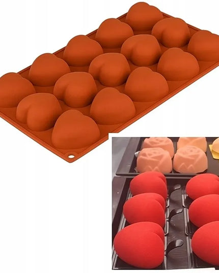 Silikoninė forma vienos porcijos desertams ŠIRDUTĖS 15 ertmių desertams, musams, pralinė