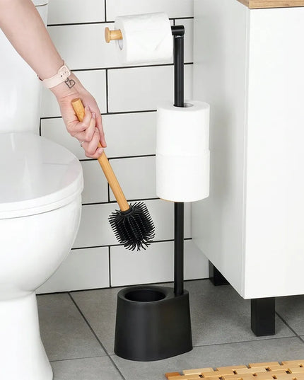 SILIKONINIS WC tualeto šepetys su popieriaus laikikliu 2 viename