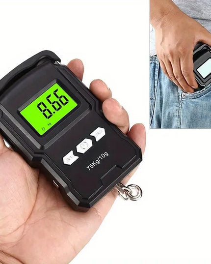 Skaitmeninės žvejybos svarstyklės su liniuote 99 cm – iki 75 kg pakabinamos elektroninės bagažo svarstyklės, kišeninės ir patogios