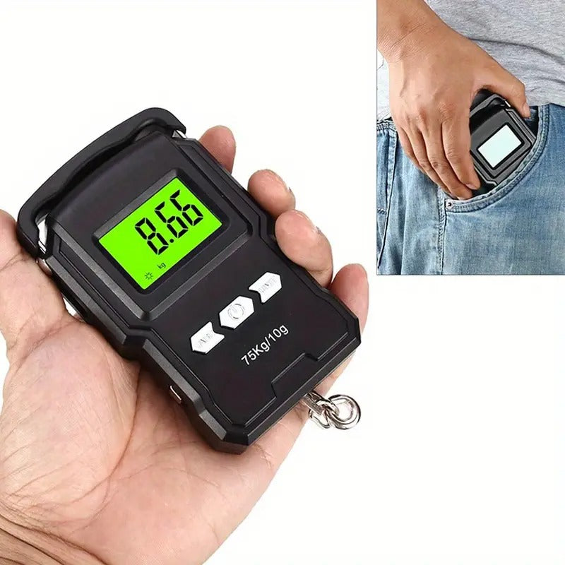 Skaitmeninės žvejybos svarstyklės su liniuote 99 cm – iki 75 kg pakabinamos elektroninės bagažo svarstyklės, kišeninės ir patogios