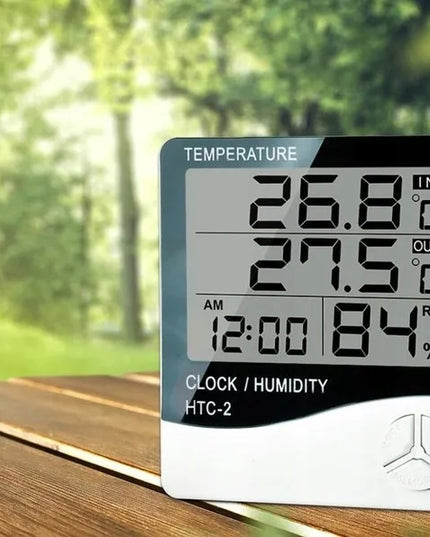 Skaitmeninis higrometras termometras su išoriniu jutikliu ir LCD laikrodžiu RTOOLS HTC-2