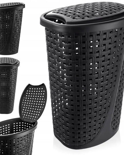 Skalbinių krepšys drabužiams ir apatiniam trikotažui, siauras, juodas, 45 l