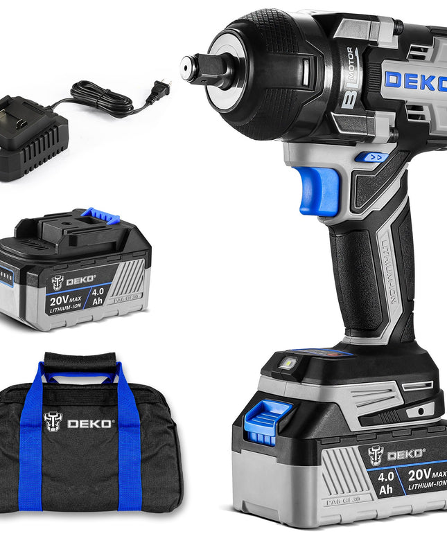 Atsuktuvas smūginis veržliasukis DEKO DKBW20XP01-S1 1/2'' 20V Brushless 800Nm su akumuliatoriumi ir krovikliu