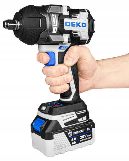 Atsuktuvas smūginis veržliasukis DEKO DKBW20XP01-S1 1/2'' 20V Brushless 800Nm su akumuliatoriumi ir krovikliu